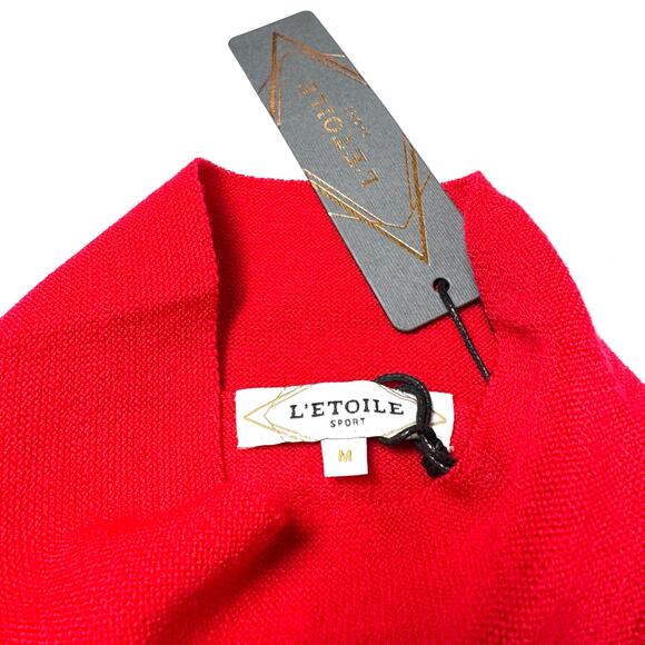 L'ETOILE Sport Chevron Mock Neck Sweater Red Size Medium NWT - Picture 6 of 8